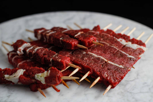 Arrosticini di puledro con pancetta tesa